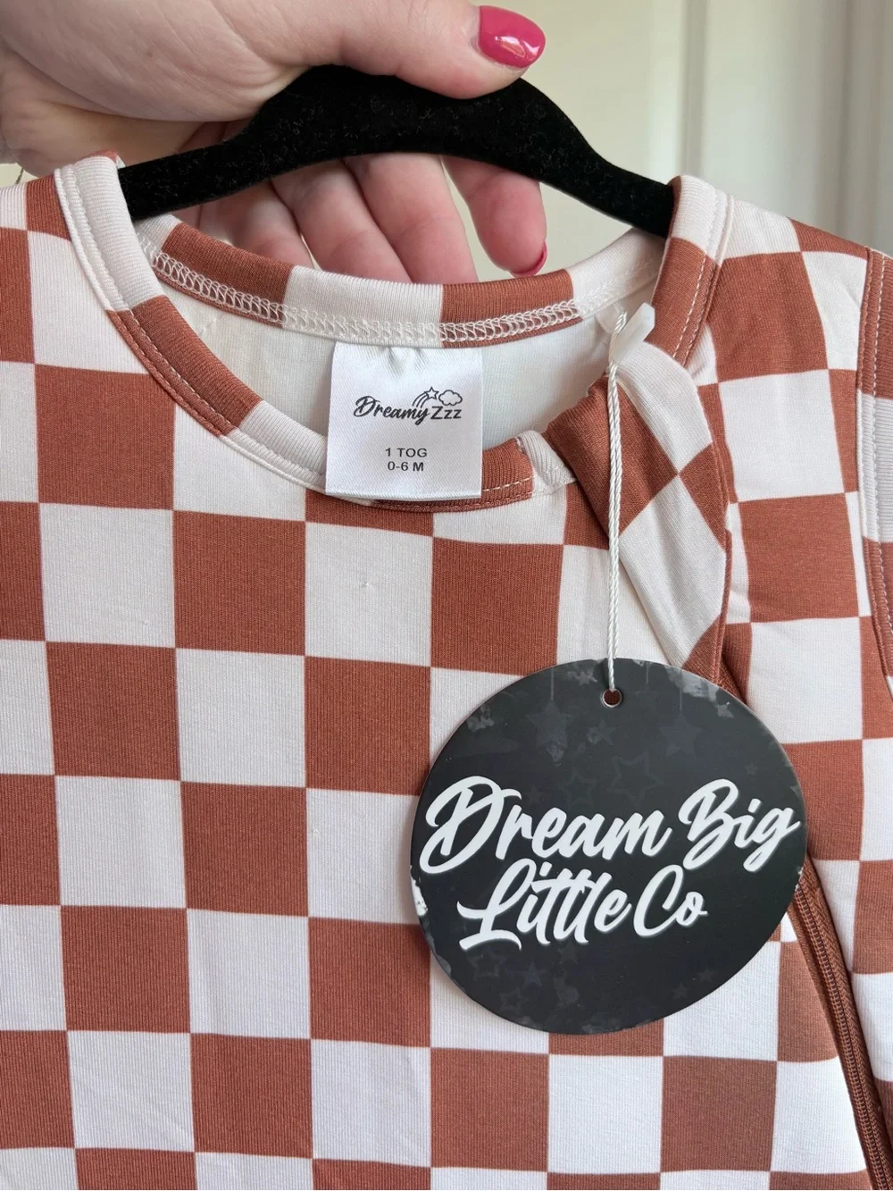 🏁Dream Big Little Co Brown Checkered Bamboo Sleep Sack NWT